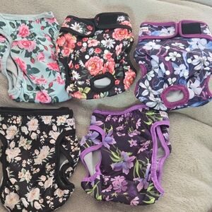 Floral Purple Dog Diaper Wrap with Elastic Fit